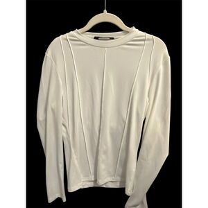 ChicMe Womens White Long Sleeve Raised Seam Detail Top LZL1138 Size M